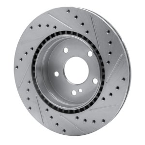 Chrysler CrossFIRE Brake Rotor (1) - Rear Left - R1 Concepts - Drilled & Slotted - Silver - `98-`09